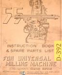 Dufour-Dufour Gaston No. 55, Universal Milling, Instructions and Spare Parts Manual-55-No. 55-01